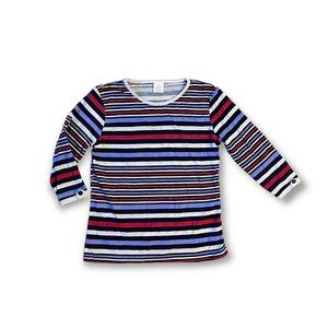 Womens Anne De Lancay Striped 3/4 Sleeve Blouse Lightweight Size Small